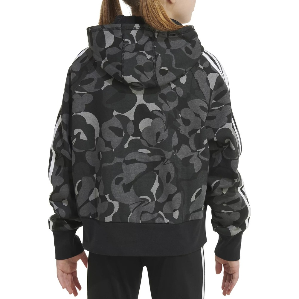 Adidas Girls Zip-Front Essential 3-Stripe Fleece jacket Black Camo Size M - Picture 5 of 7
